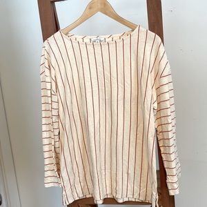 LL Bean Signature women’s striped hem/ organic cotton shirt Sz M